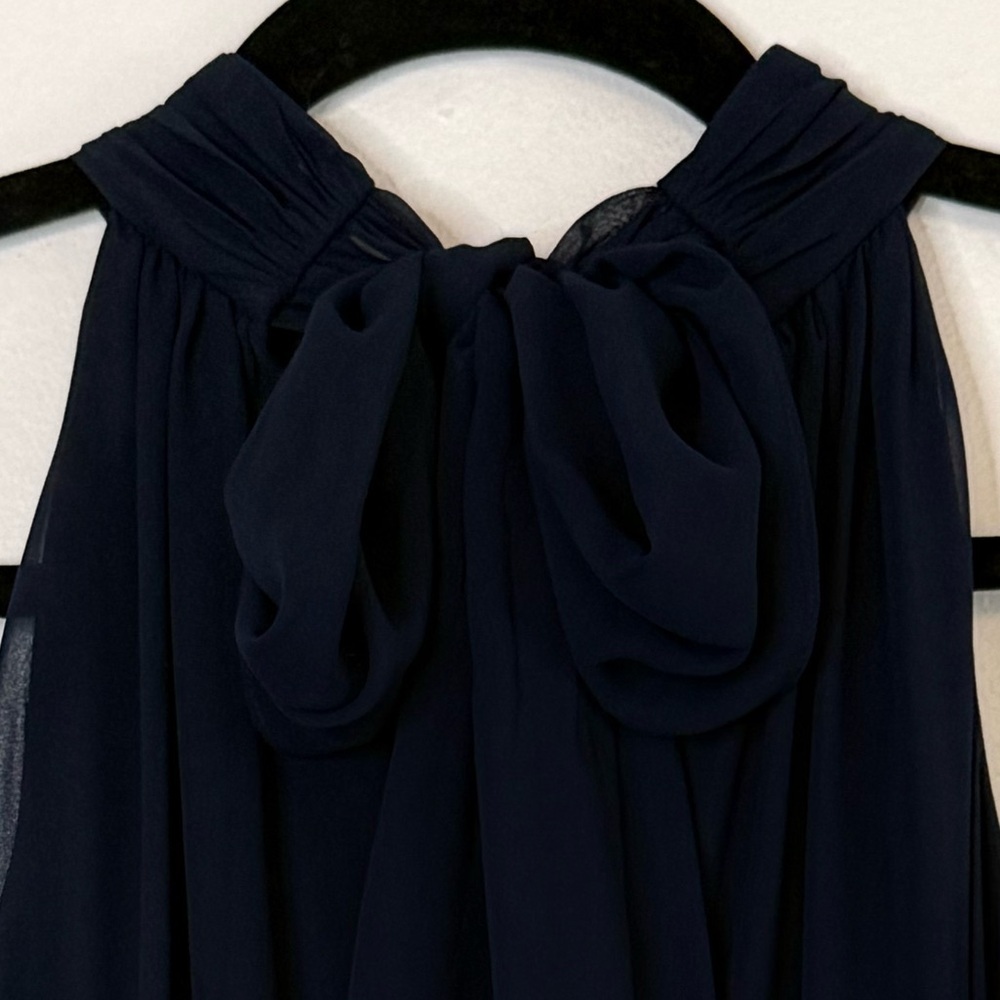 NEW MSK Tie Back Chiffon Wide Leg Navy Halter Neck Evening Jumpsuit - Picture 7 of 11